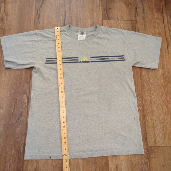 Y2K Adidas Adult Large Shirt Center Logo Stripe Heather Soccer Retro Sports Run - Picture 5 of 7